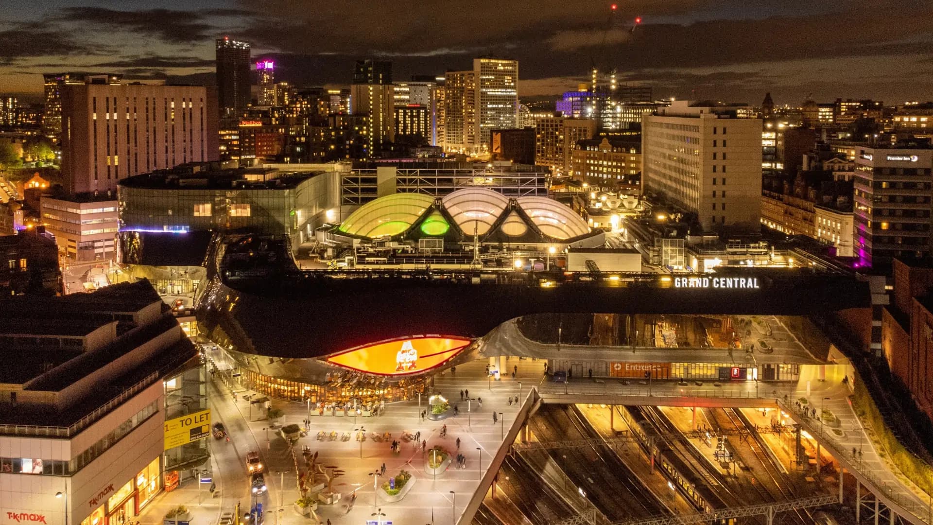Birmingham city centre at night