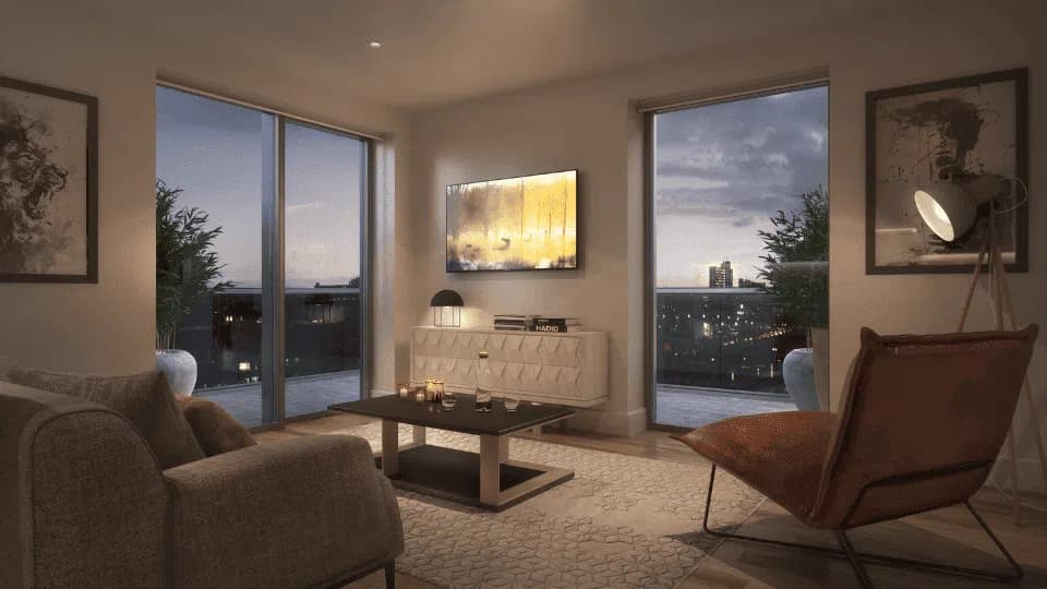 A luxury living room in MediaCity, Salford Quays