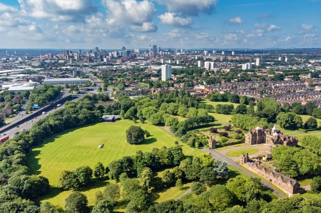 Birmingham skyline and parkland
